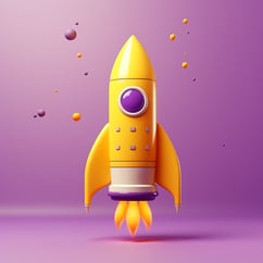 eugabrielcarvalho_Realistic_yellow_rocket_on_lilac_background_-_3886a1fc-21db-4ce8-9859-c15d6ea7dea2